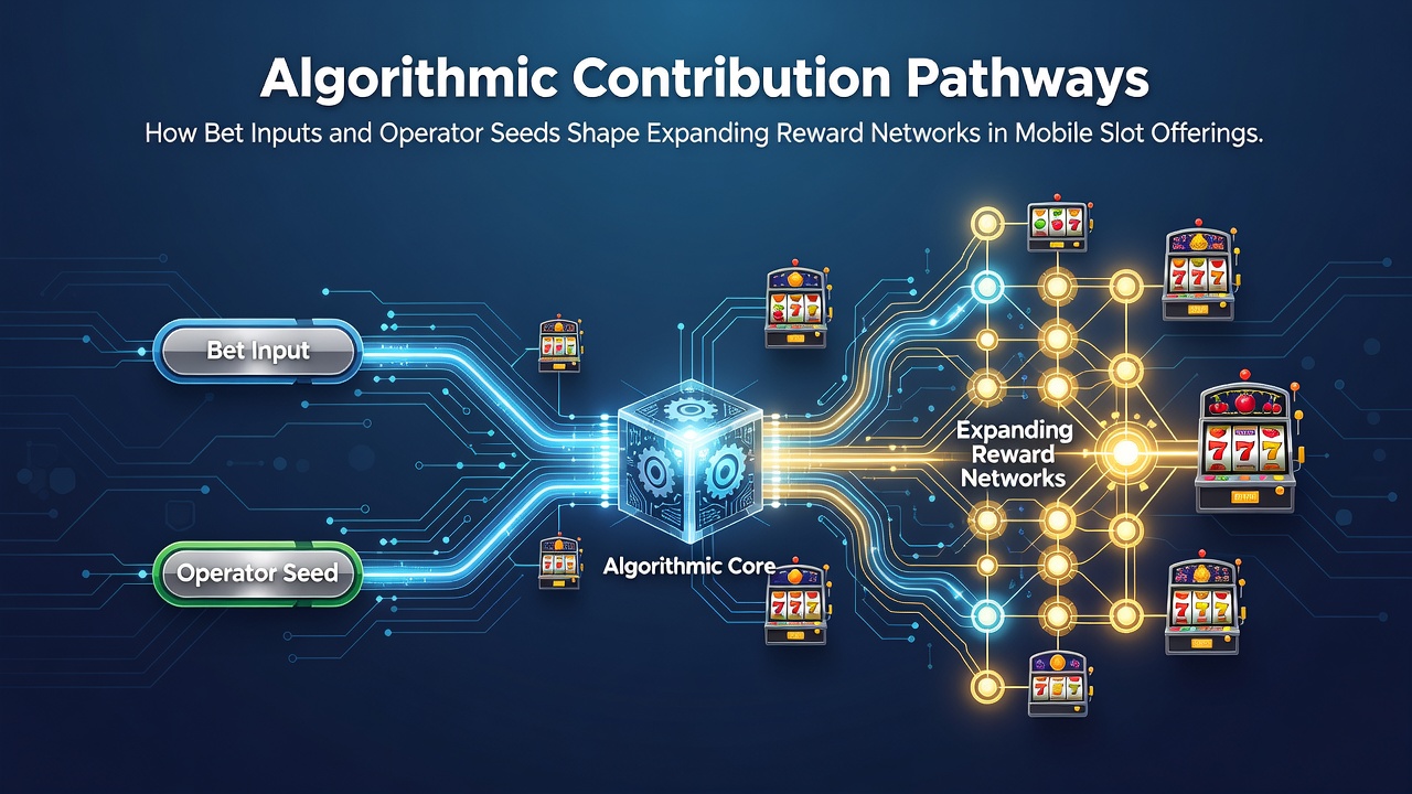 Diagram illustrating bet input flows and operator seed integration in mobile slot reward networks