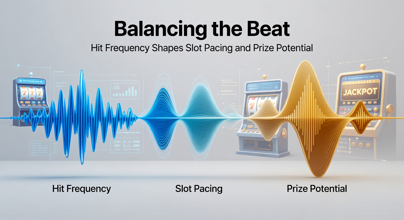 Graph showing hit frequency curves alongside volatility and RTP lines, highlighting balance in slot mechanics