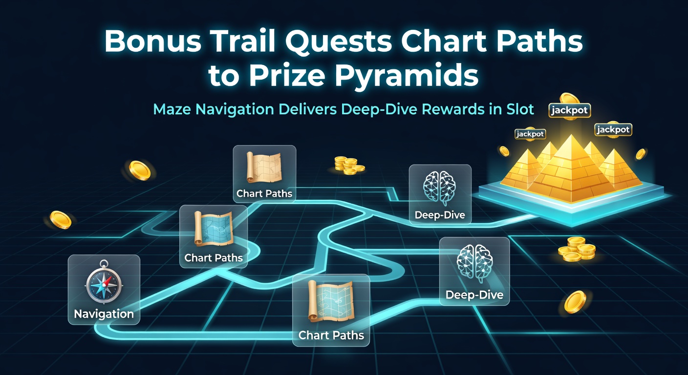 Close-up of a slot bonus pyramid structure with golden tiers illuminating as a trail quest character approaches the top, symbols like coins and multipliers cascading down the sides