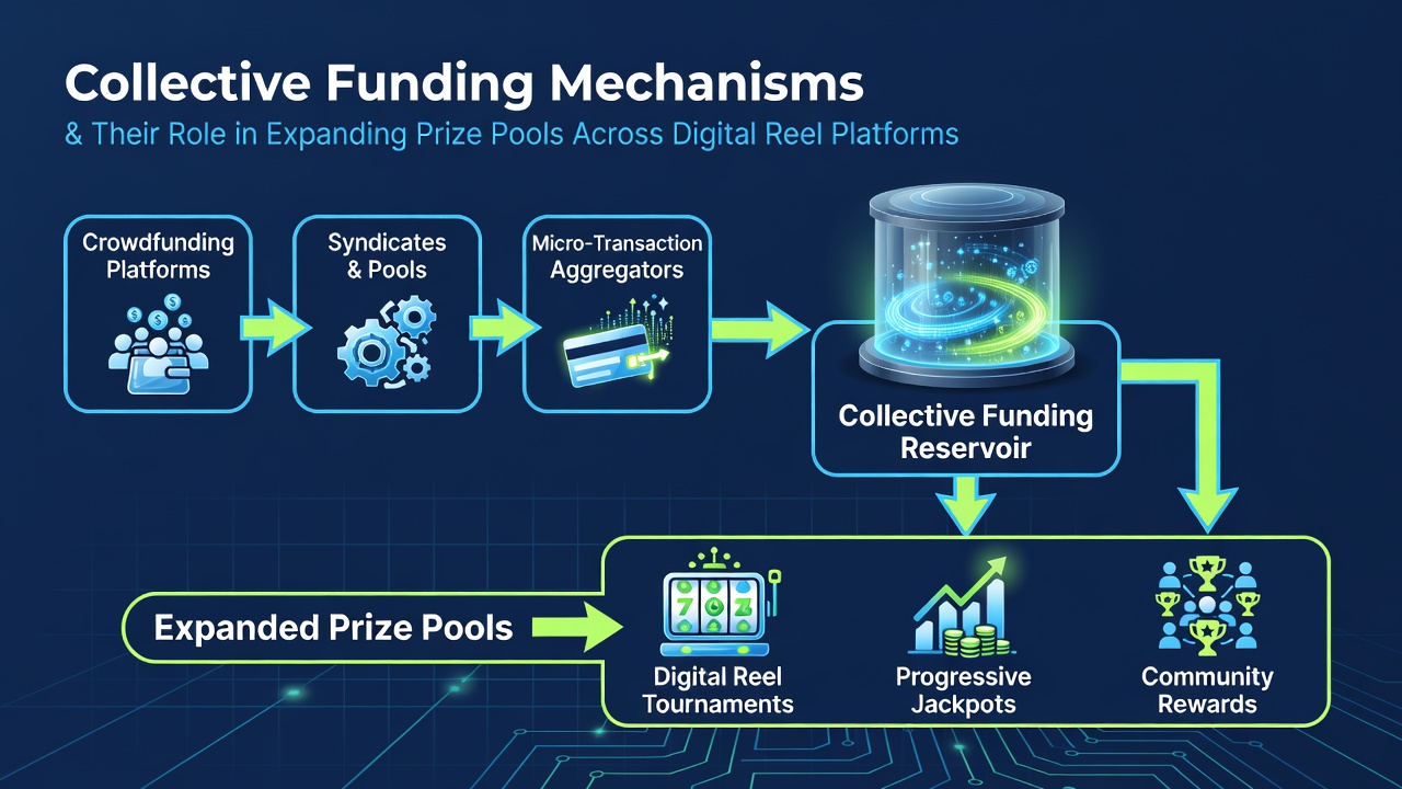 Network diagram depicting how multiple operators contribute to shared digital slot prize pools