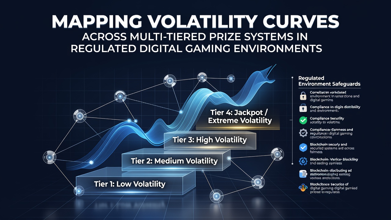 Visual representation of volatility curves plotted across layered prize tiers in digital slot systems