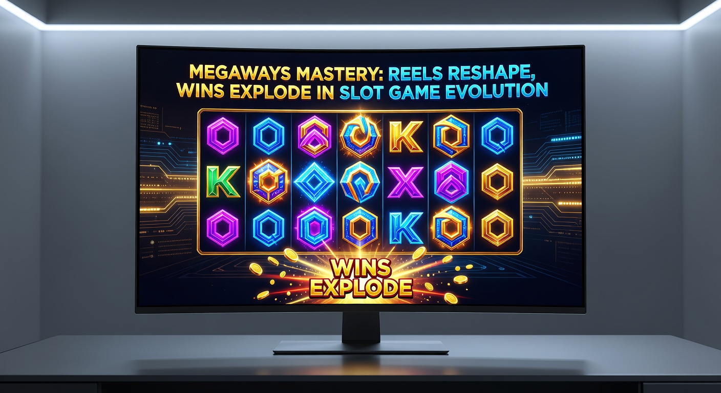 Explosive Megaways win screen with cascading symbols, glowing multipliers, and a jackpot tally climbing rapidly amid colorful animations