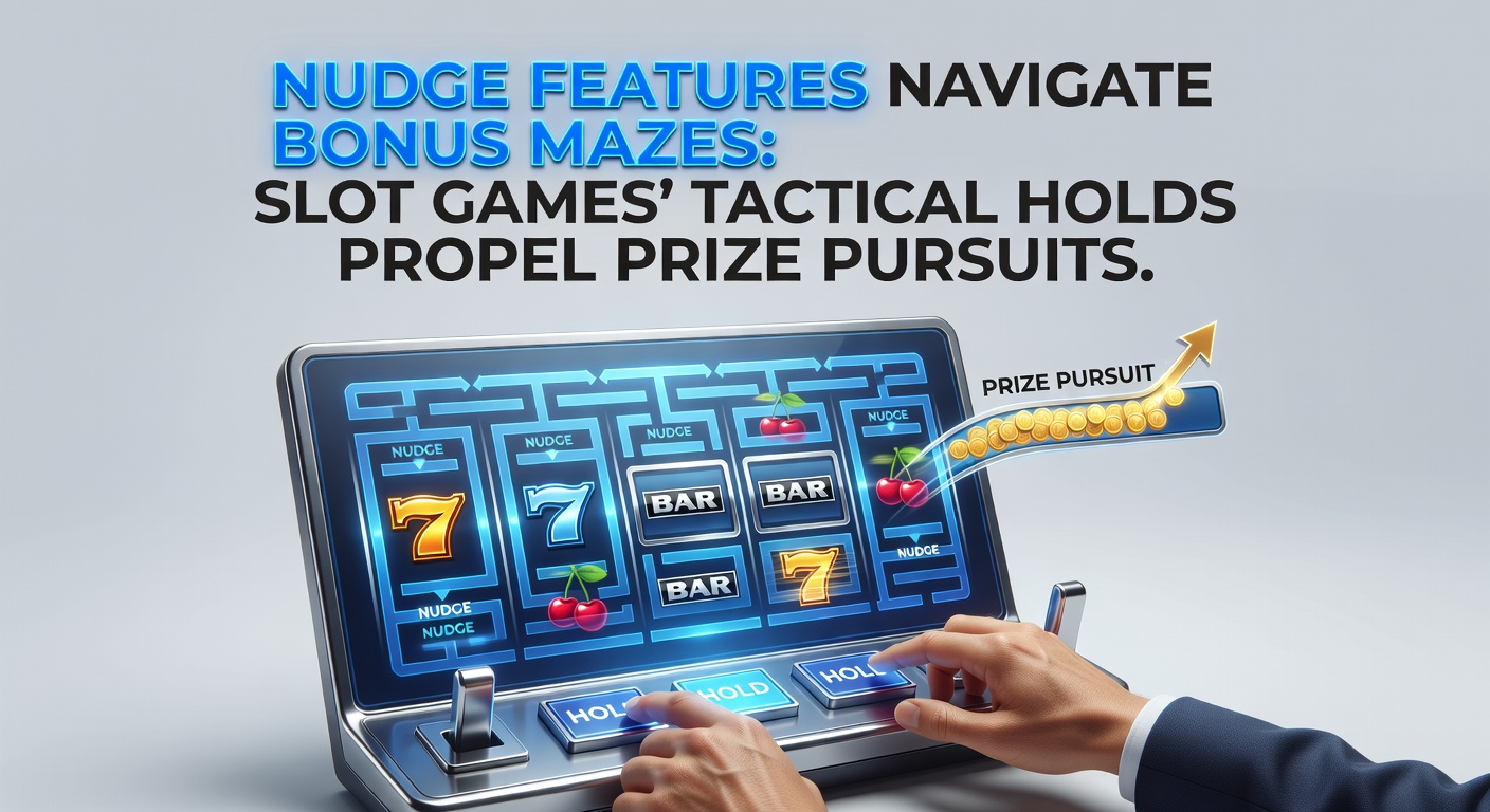 Vibrant slot game screen displaying nudge arrows on reels amid a twisting bonus maze path leading to prize symbols