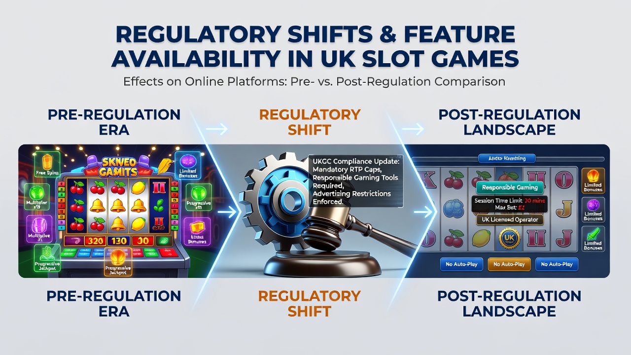 Close-up of slot game reels showing adjusted feature symbols after regulatory updates