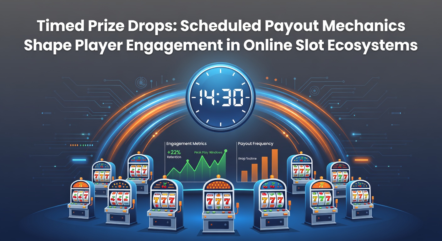 Vibrant online slot interface displaying a ticking countdown timer for an imminent prize drop, with excited players gathered around networked screens