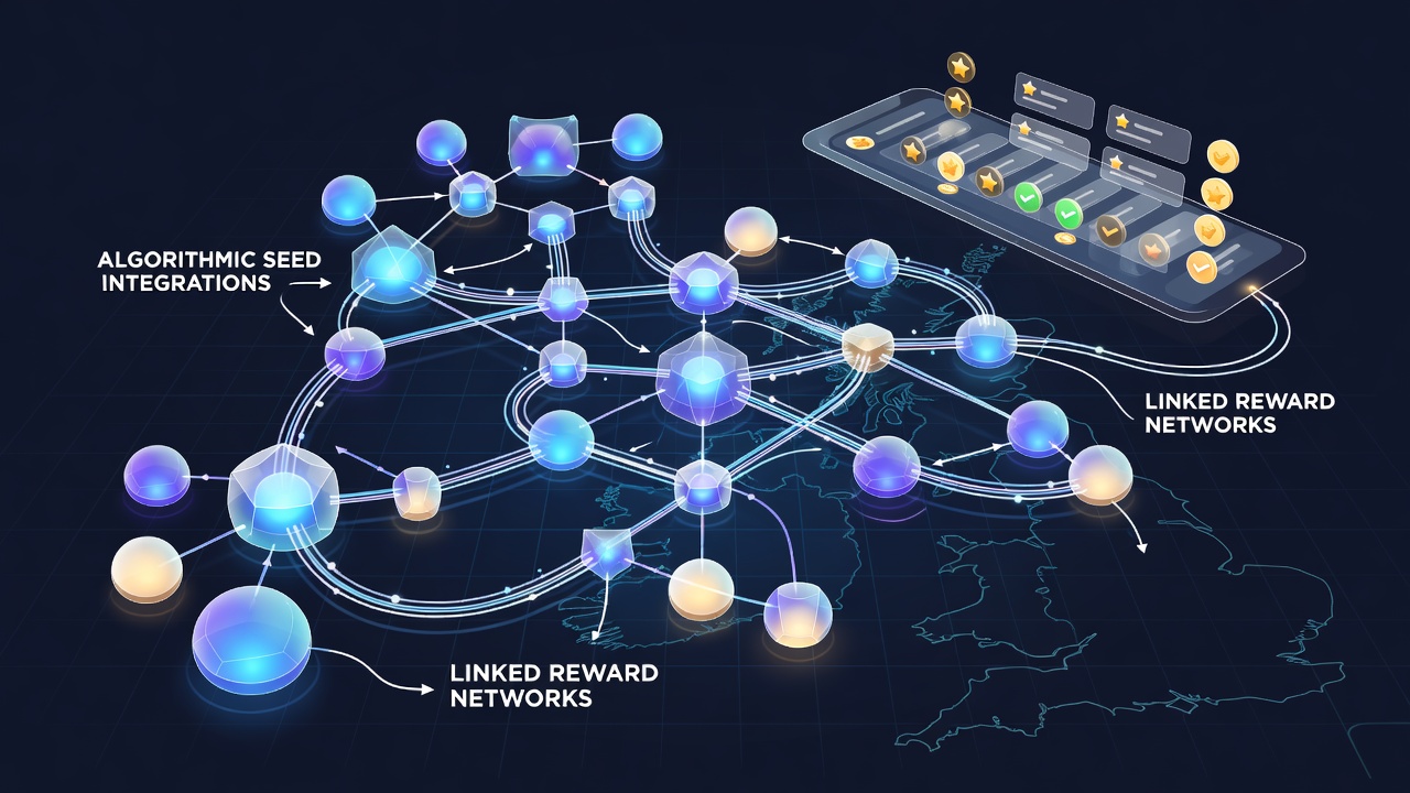 Diagram illustrating algorithmic seed integrations connecting multiple digital reel networks in British slot ecosystems