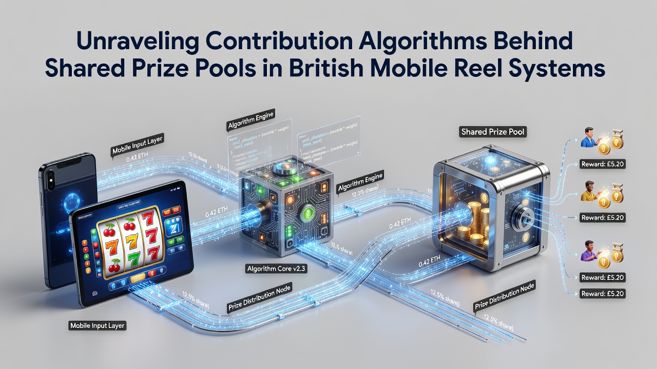Detailed diagram showing contribution algorithms and shared prize pool mechanics in British mobile slot systems